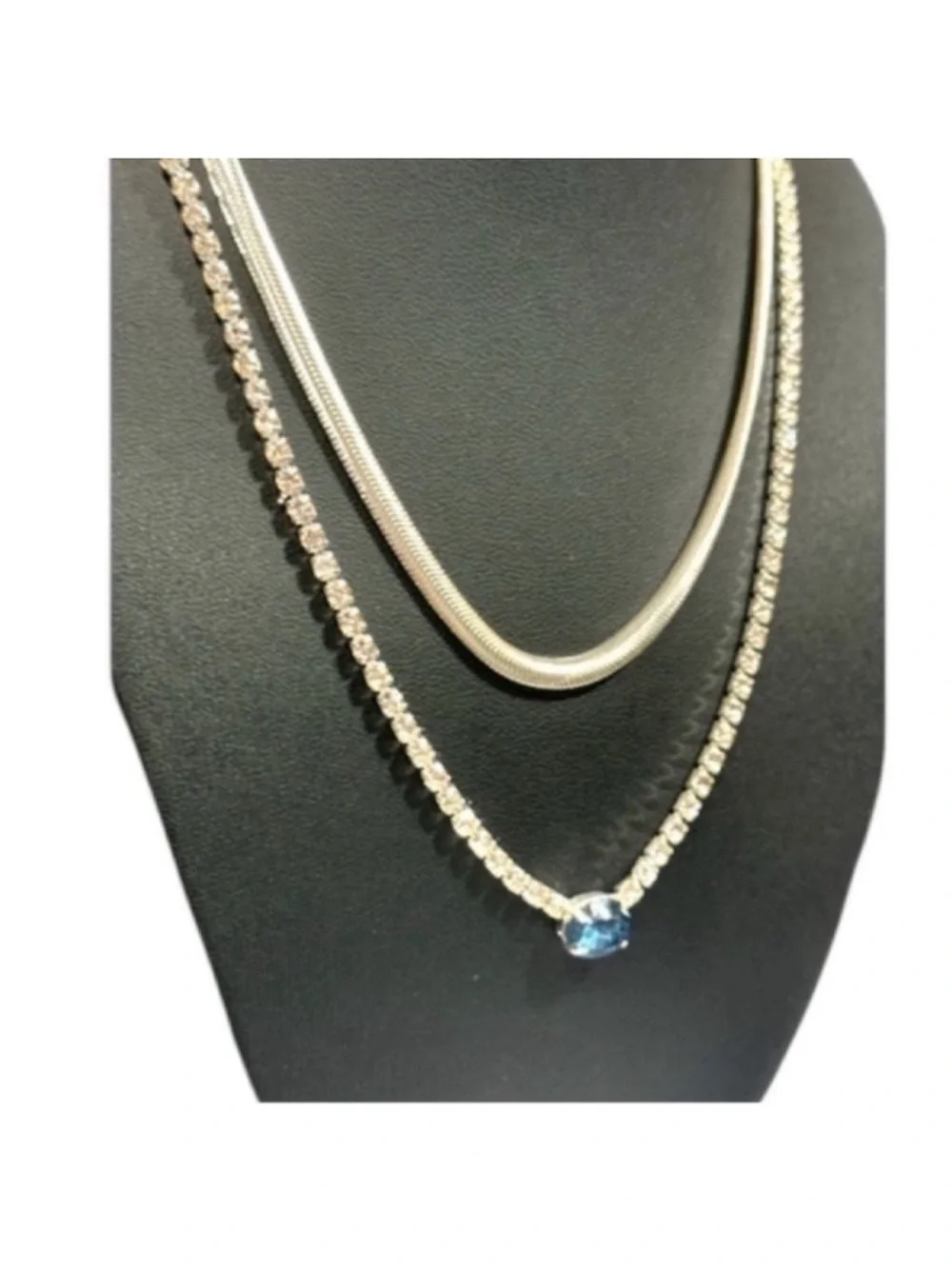 Herringbone Layered Crystal Necklace